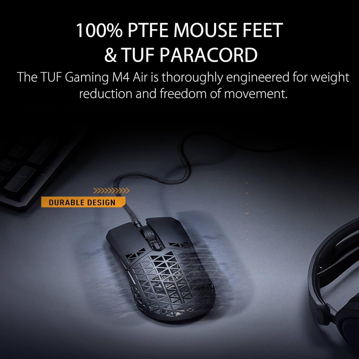 ASUS TUF M4 Air Wired Gaming Mouse - P307, design durevole e ultraleggero | Sensore ottico da 16.000 dpi, sei pulsanti tattili programmabili, resistenza all'acqua IPX6, colore nero