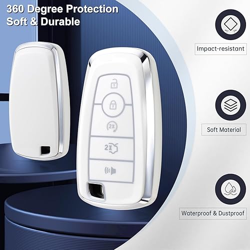 Miniatura 4 de Compatible con llavero de automóvil, PlateadoBlanco (SILVER+WHITE)