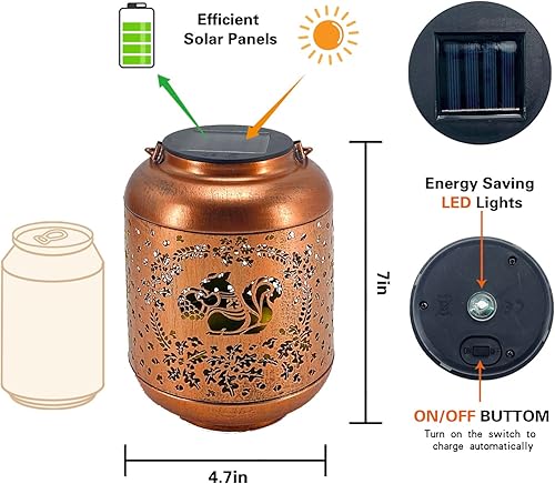 Vista 21 de Faroles solares de mariposa para exteriores, impermeables, luces solares colgantes, regalos para mujeres y hombres, faroles LED decorativos de metal