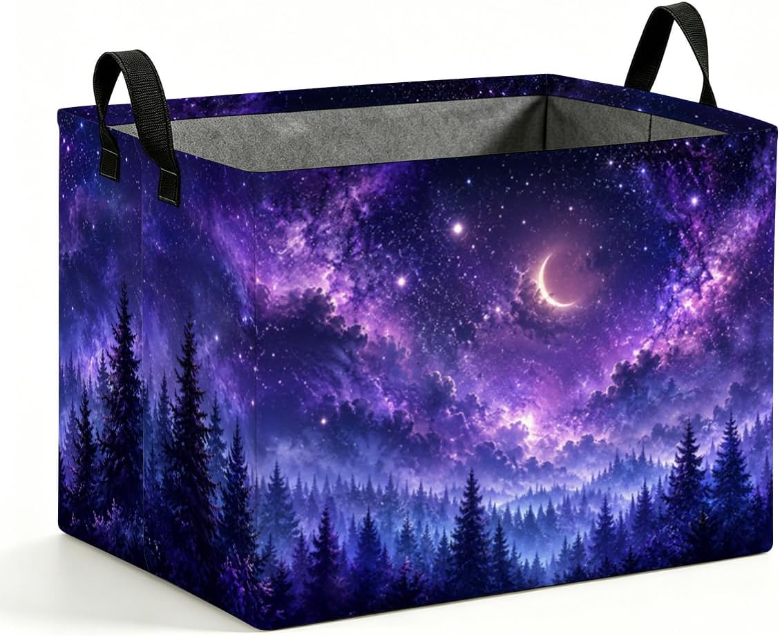 Starry Forest Storage Basket 56L, Laundry Hamper Gift Organizer