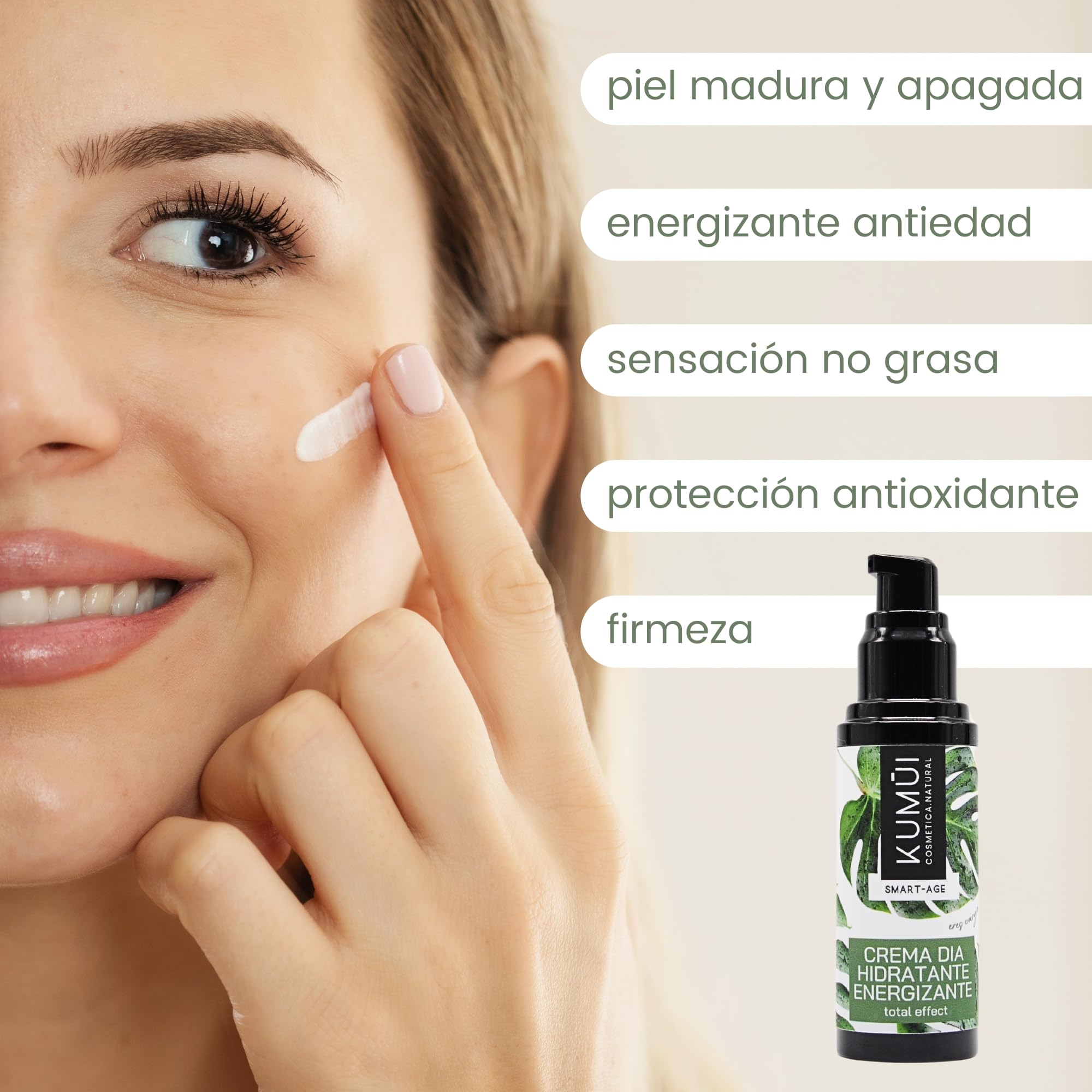 Kumui - Crema Hidratante Antiedad Día Energizante - Piel firme y suave sin sensación grasa - Cosmética Natural Vegana Cruelty Free Antienvejecimiento - Mujer y Hombre Unisex – 30 ml