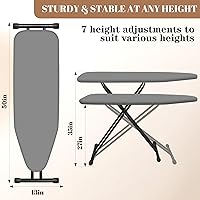 Vista 2 de Tabla de planchar, compacta y ahorradora de espacio, tamaño 13 x 43, tabla de planchar de construcción de metal con acolchado extra grueso
