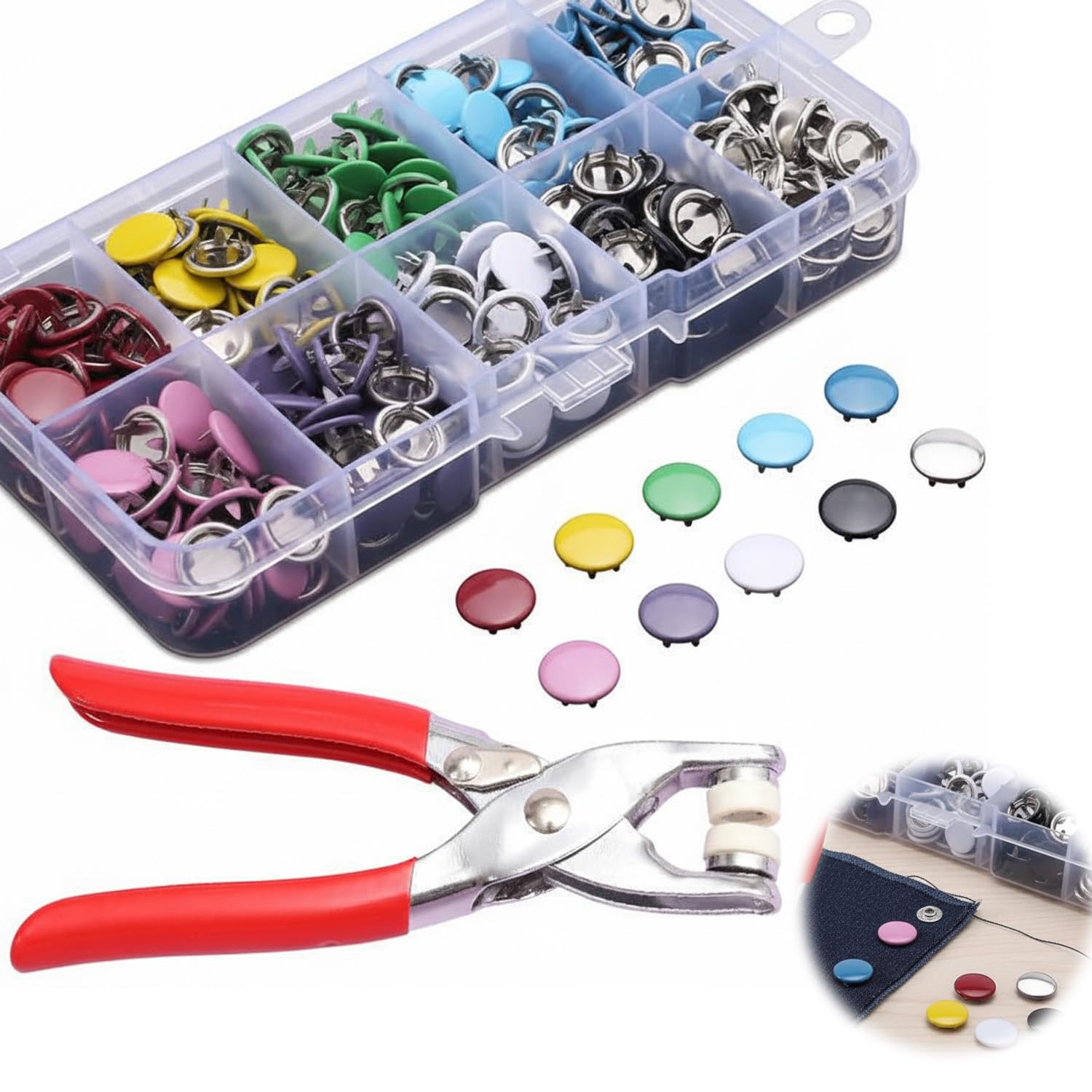 Solbrezeni Ancient Bronze 100 Sets Press Studs Snaps, Fasteners Snap,Button Fastener Kit Snaps,Fastener Kit Press Studs, Studs For Clothing Solid Metal Poppers With Pliers 9.5Mm No Sew Diy For Crafts