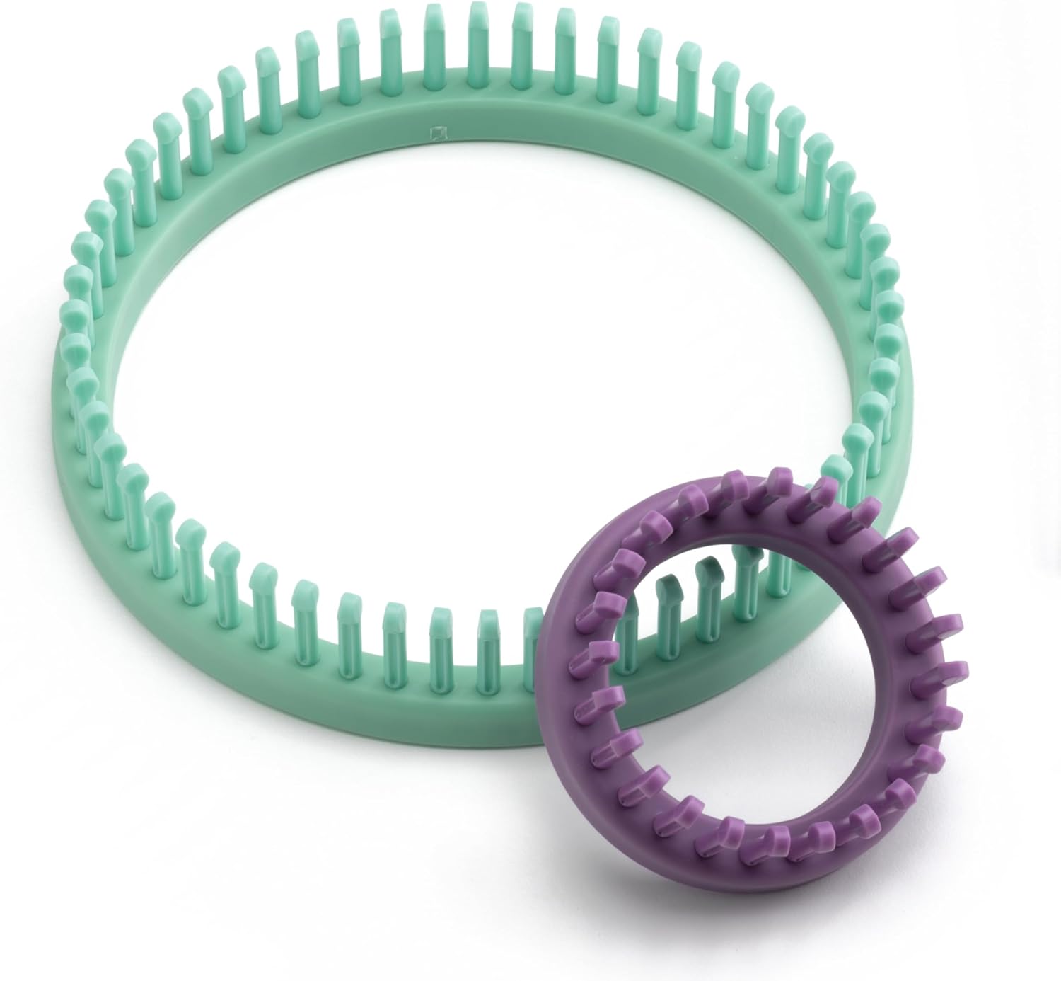 Authentic Knitting Board Ultra Round Loom Set – Premium 5 Piece Small Gauge Hat Loom Kit – Includes Baby Loom + Full Size Round Loom Set – Fine Stitch Circular Knitting Looms with Grooved Pegs