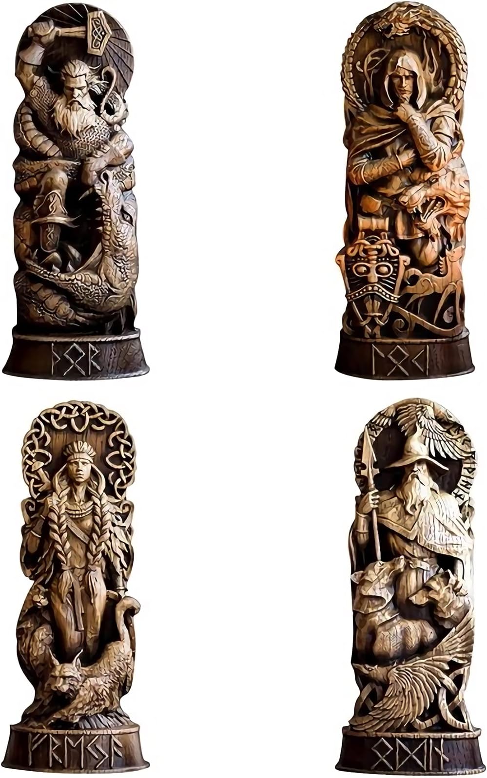 TAECOOOL Norse God Resin Statue Scandinavian Pantheons, Norse Gods Figurine Craft Viking Mythology, Home Wine Cabinet Shelt Bookcase Sculpture Orament (4pcs)