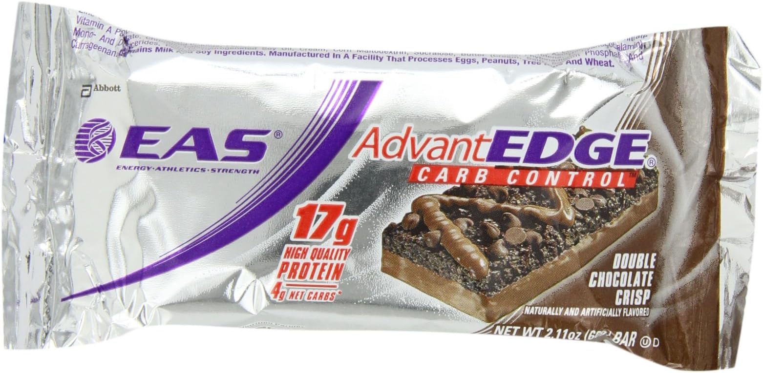 EAS AdvantEdge Carb Control Nutrition Bar, Double Chocolate Crisp (Pack of 12)