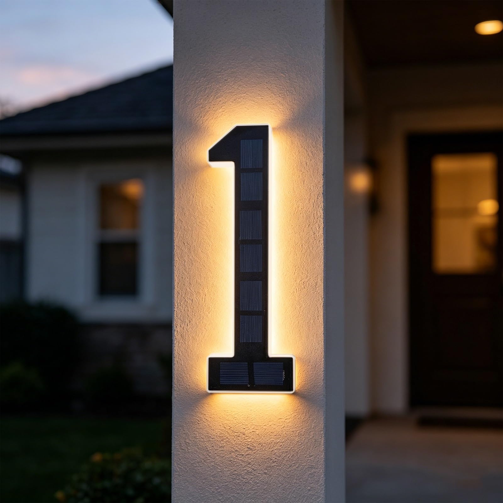 Hausnummernschild, Solarenergie-Hausnummern-Lampe, IPX4, wasserdicht, beleuchtete Hausnummern, intelligenter Sensor, Adressschild-Licht(0)