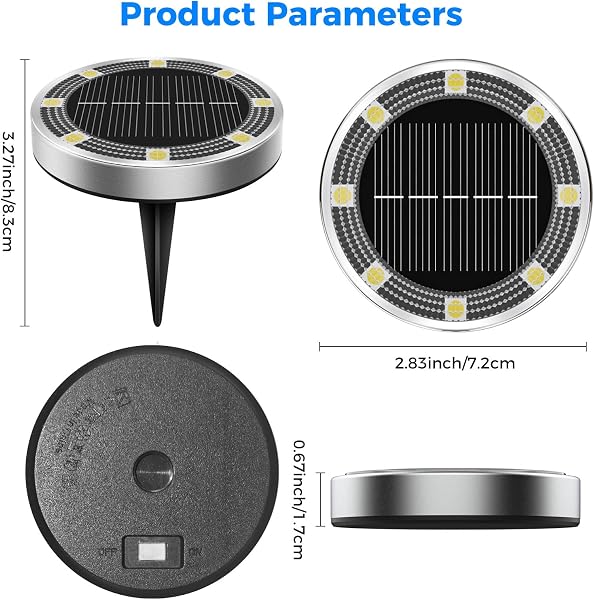 Peasur 12 Paquetes Luces Solares LED Exterior Jardin Suelo,8 LED Luz Solar Exterior Jardin, IP65 Impermeable Luces Solares para Patio, Camino, Césped, Blanco Frío - 5