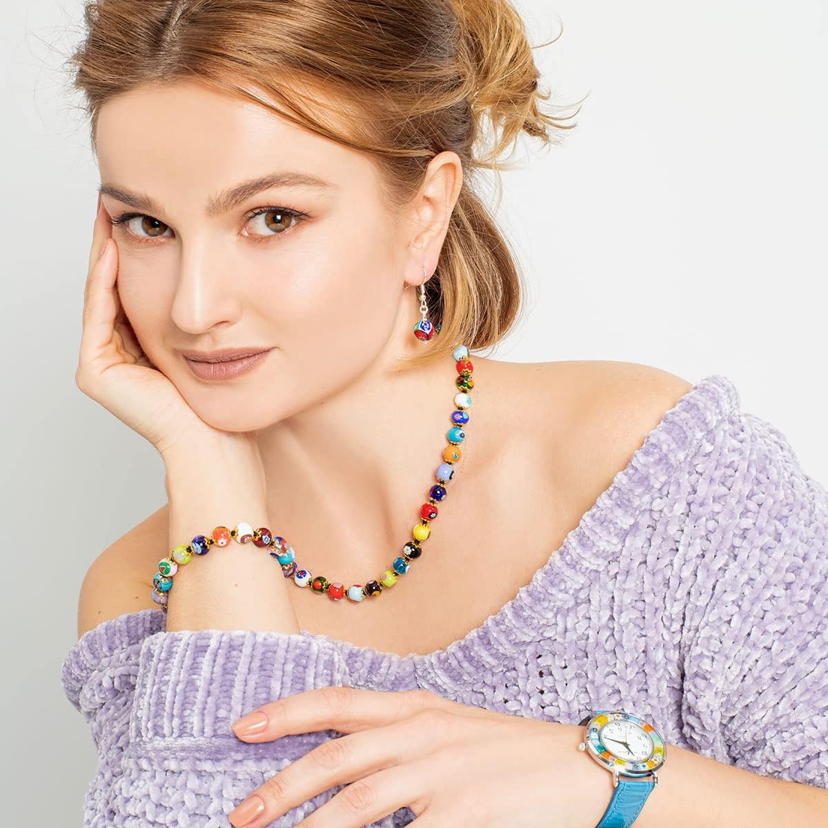 Glass of Venice Murano Glass Bracelet - Italian Millefiori Multicolor Mosaic Beads Handmade Blown - Bracelets for Women - Image 5