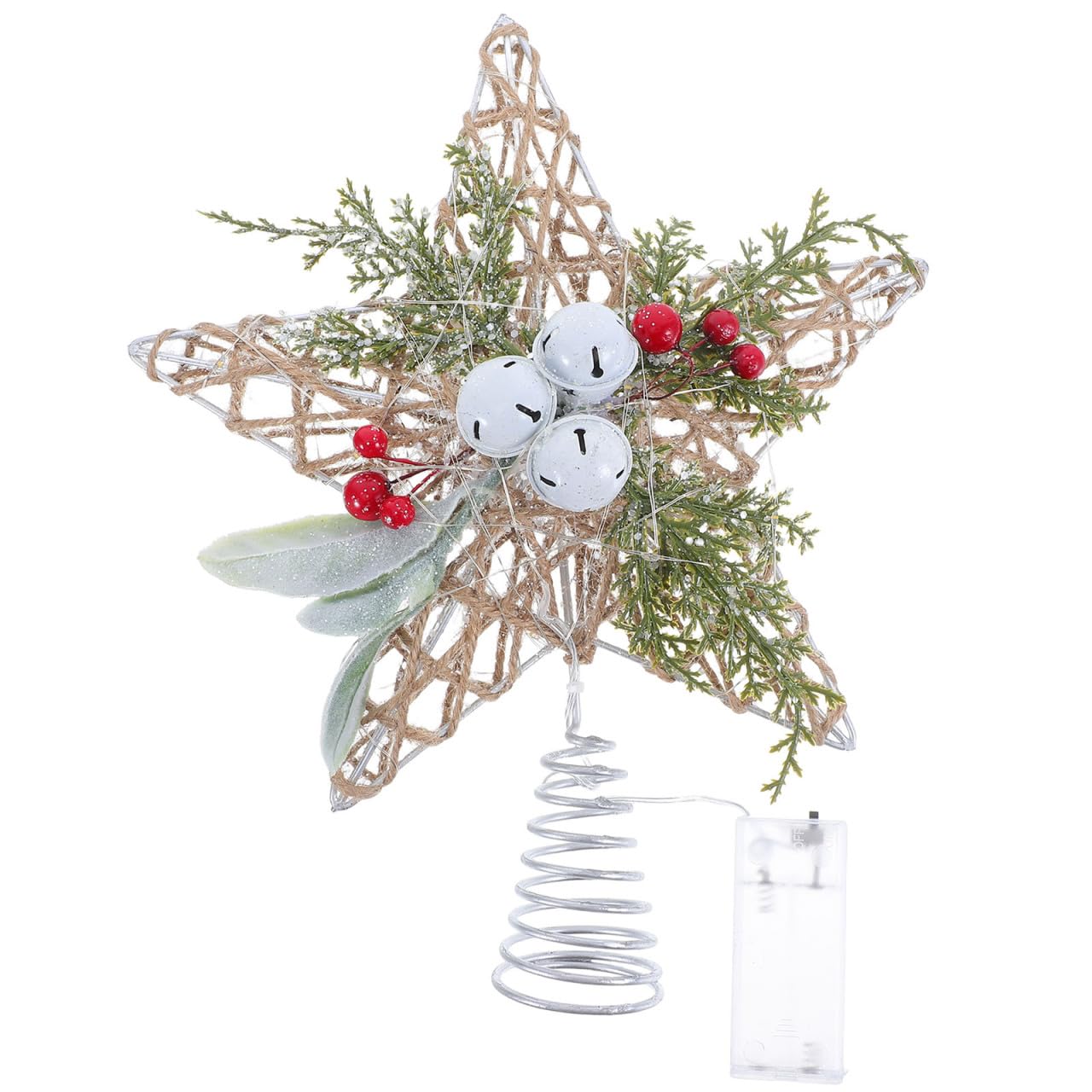 Healifty Puntale per albero di Natale illuminato, decorazione rustica a