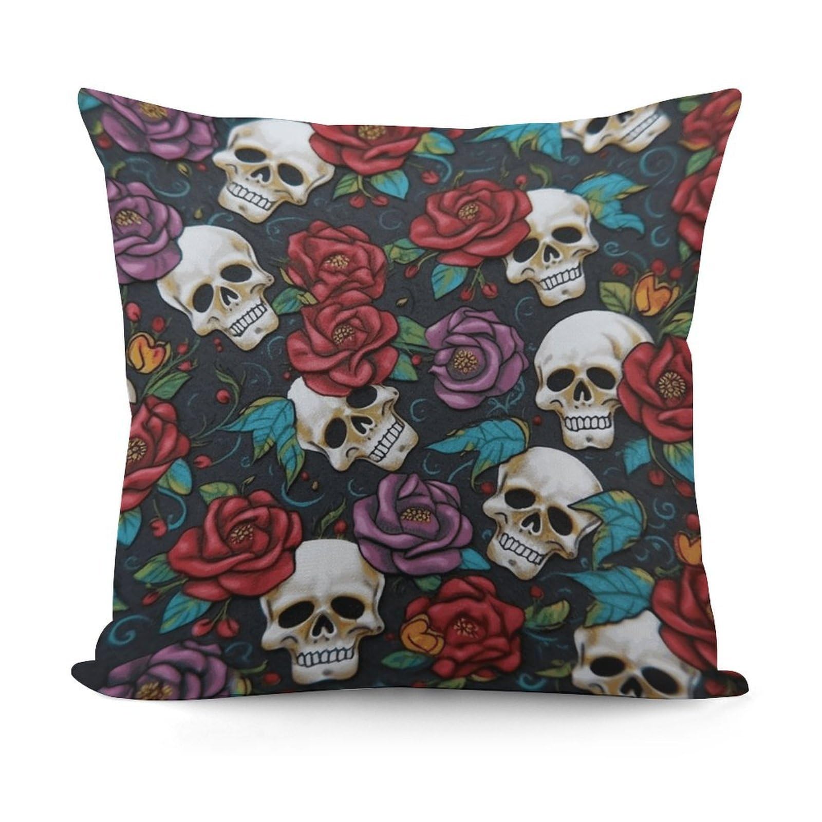Adfgyerh Style Sugar Skull Flowers Decorative Pillow Covers, Throw Pillow Covers Soft For All Seasons, Pillowcases For Couch Living Room Sofa Bedroom 18X18 Inch