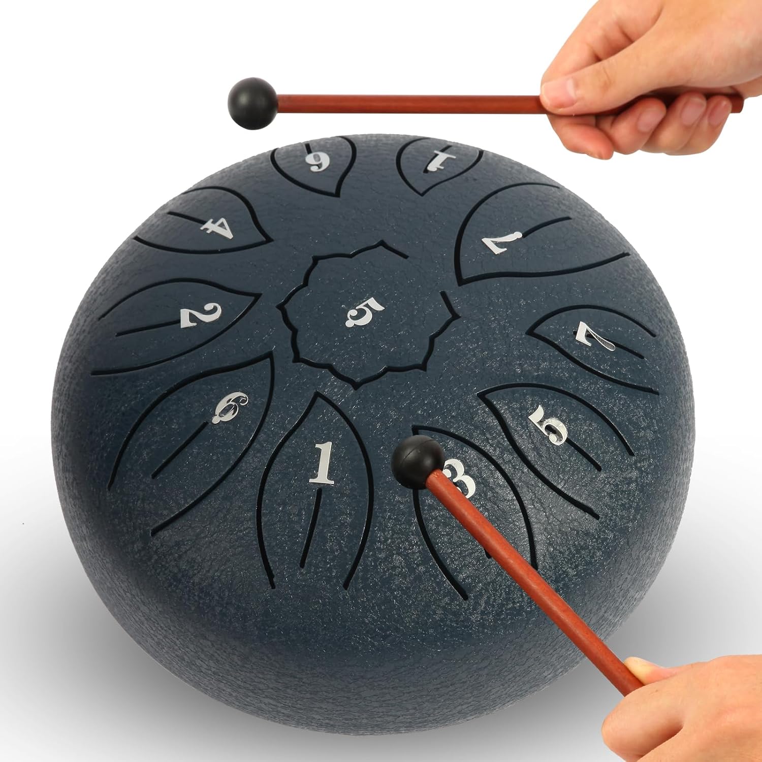 Steel Tongue Drum 6 Inch 11 Notes, C Major Tongue Drum Rain Chime Outside, Chakra Drum for Rain, Rain Drum with mallets for Musical Education Entertainment Zen Meditation Yoga Gifts (navy blue)