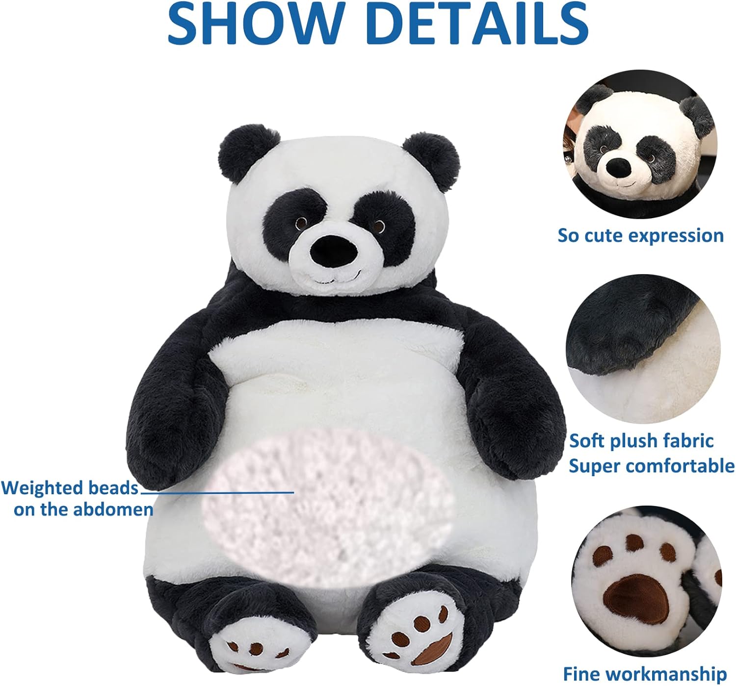 Panda Weighted Stuffed Animals, 21.5" 5.2 lbs Weighted Panda Plush Large Weighted Plush Animal Toy Pillow Gifts for Boys and Girls