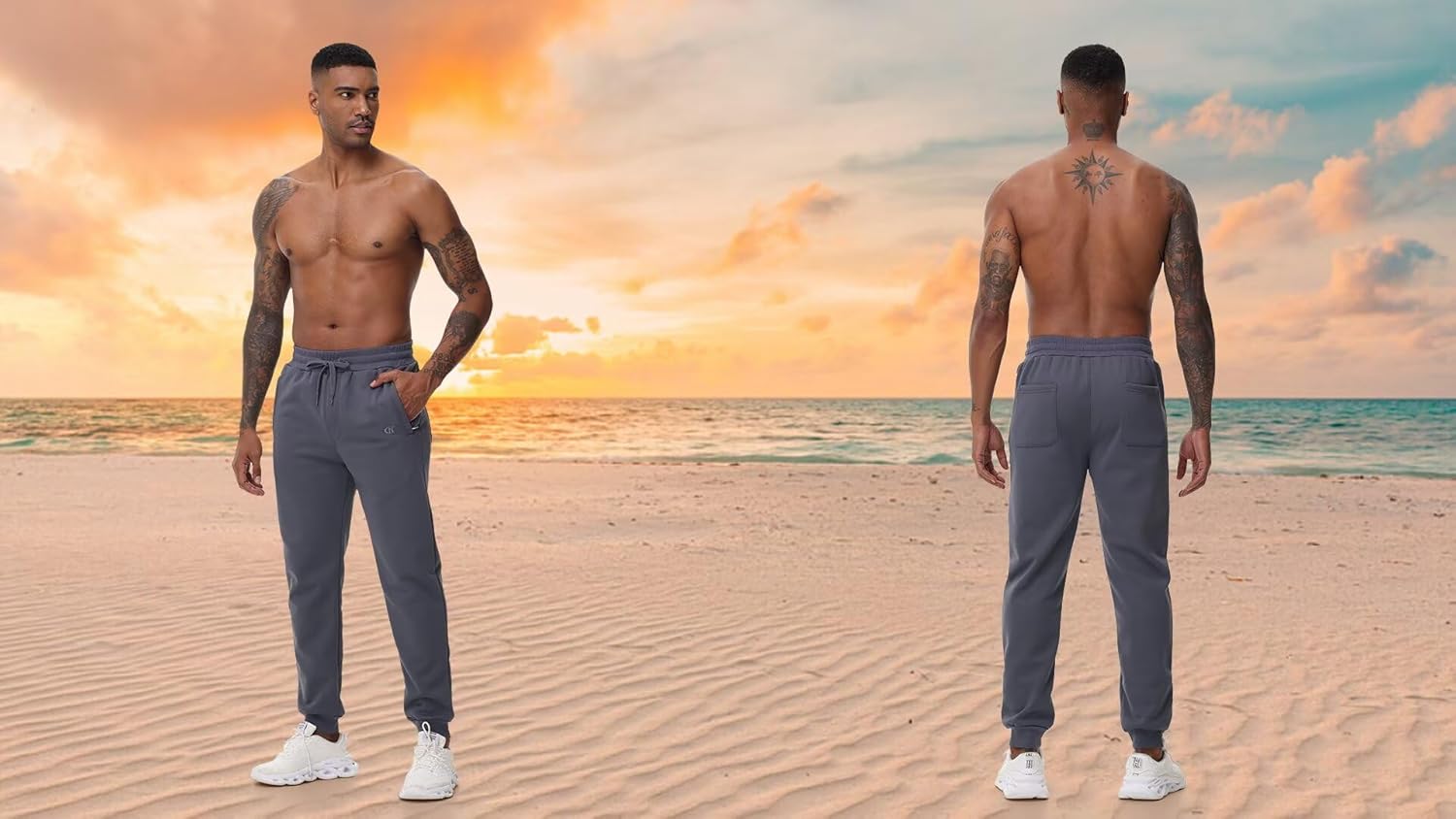 QPNGRP Men's Winter Fleece Lined Stretch Sweat Pants Zipper Pocket - Image 5