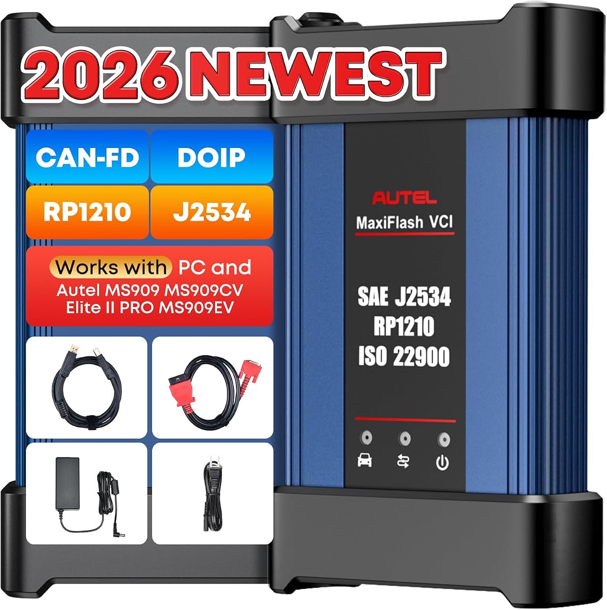 Programador Pass-Thru Autel J2534, herramienta de diagnóstico de reprogramación OEM 2026 | Pro versión 2.0. de MaxiFlash Elite, compatible con protocolos J2534/ D-PDU/ CAN FD/ DoIP, funciona con herramientas OE y Ultra Lite Elite II PRO
