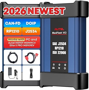 Autel J2534 Pass-Thru Programmer, 2026 OEM Reprogramming Diagnostic Tool, Pro 2.0 Ver. of MaxiFlash Elite, Support J2534/ D-PDU/CAN FD/DoIP Protocols, Work with OE Tools & Ultra Lite Elite II PRO