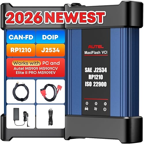 Autel J2534 MaxiFlash VCI, 2026 J2534 Reprogramming Tool, Pass-Thru ECU Programming Tool, DoIP/CAN FD/D-PDU 4 Channels, Work w/MaxiCOM Ultra Lite MaxiSYS Elite II Pro MS909 MS909EV MS909CV