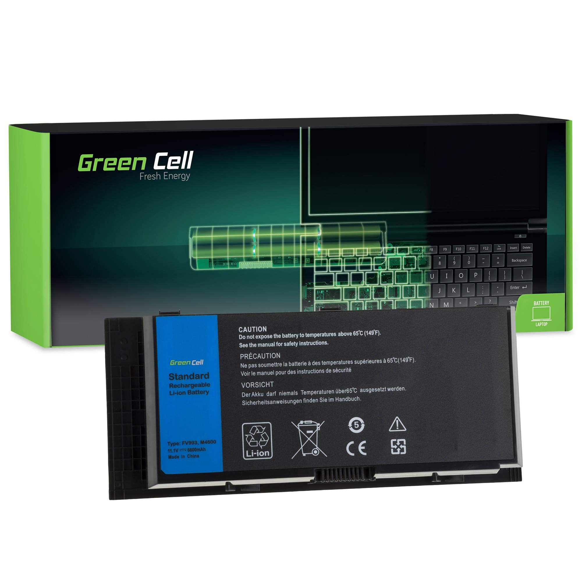 Green Cell® Extended Serie FV993 R7PND X57F1 Laptop Akku für Dell Precision M4600 M4700 M4800 M6600 M6700 M6800 (9 Zellen 6600mAh 11.1V Schwarz)