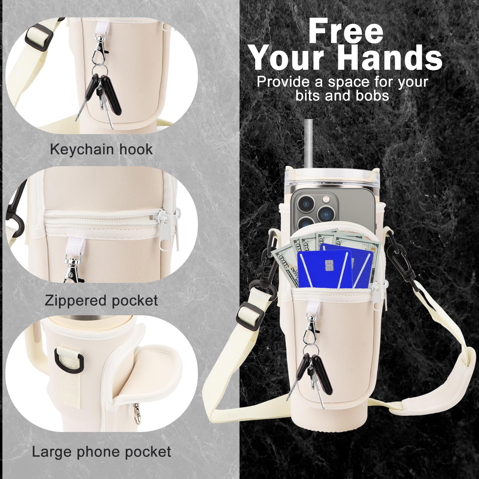 FIDWALL Water Bottle Carrier Bag & Lid Combination, Compatible with Stanley 40oz Tumbler, Spill Proof - Image 2