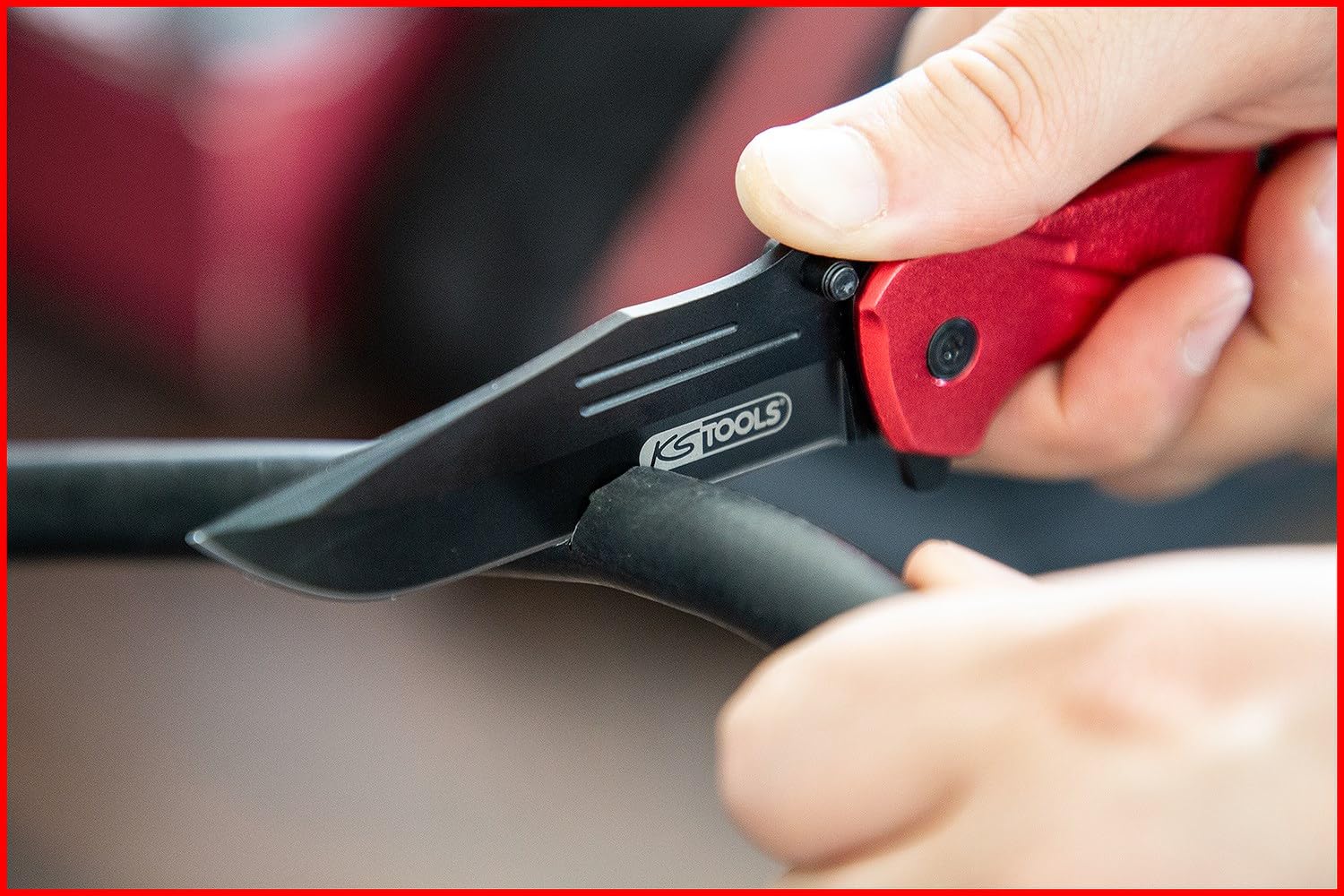 KS Tools 907.2220 Cuchilla plegable con seguro y cortador de cinturones