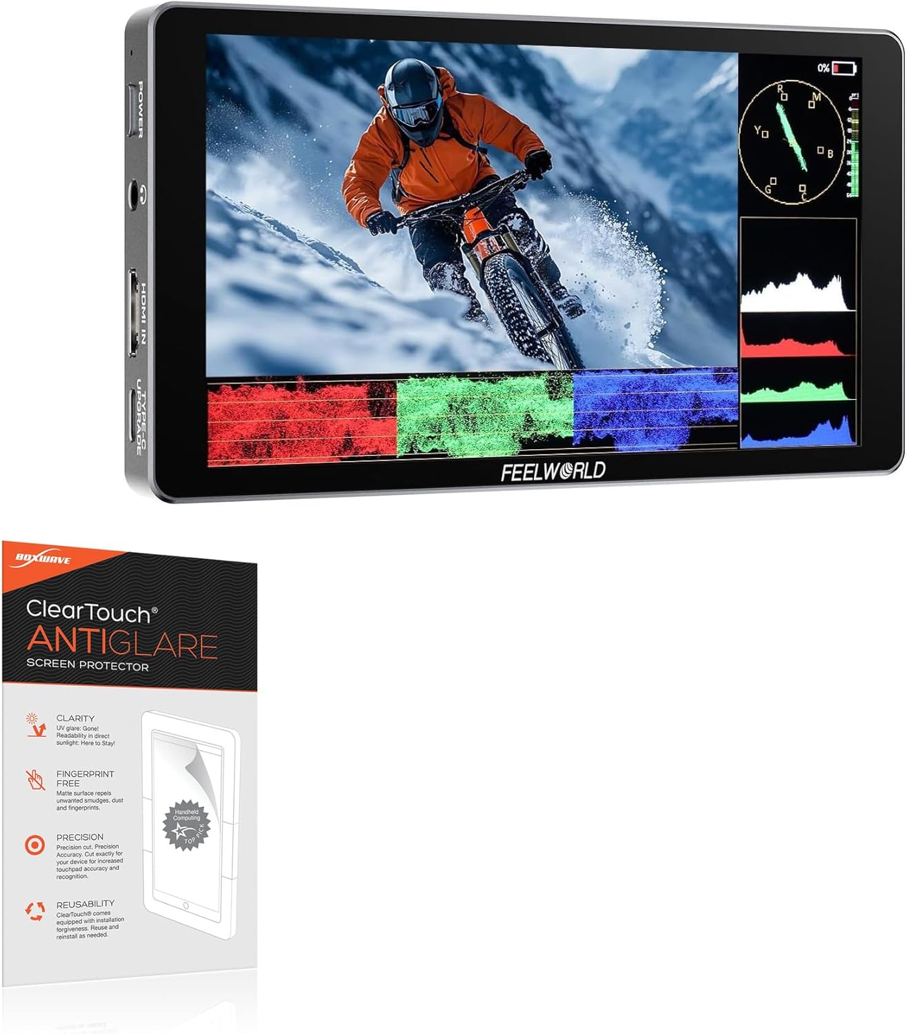 BoxWave Screen Protector Compatible with FeelWorld P6XL (6 in) - ClearTouch Anti-Glare (2-Pack), Anti-Fingerprint Matte Film Skin