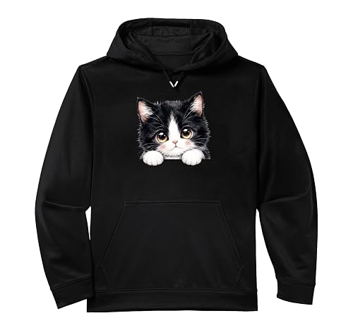 Cute Peeking Kitten Watercolor Cat Lover Performance Hoodie