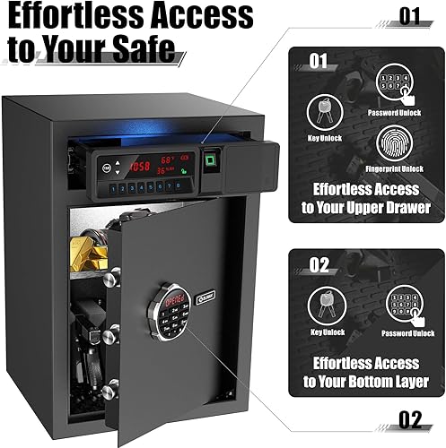 Miniatura 3 de Caja fuerte deslizante con pantalla LCD de temperatura, humedad, tiempo, seguridad para el hogar electrónica para dinero en efectivo valiosos,