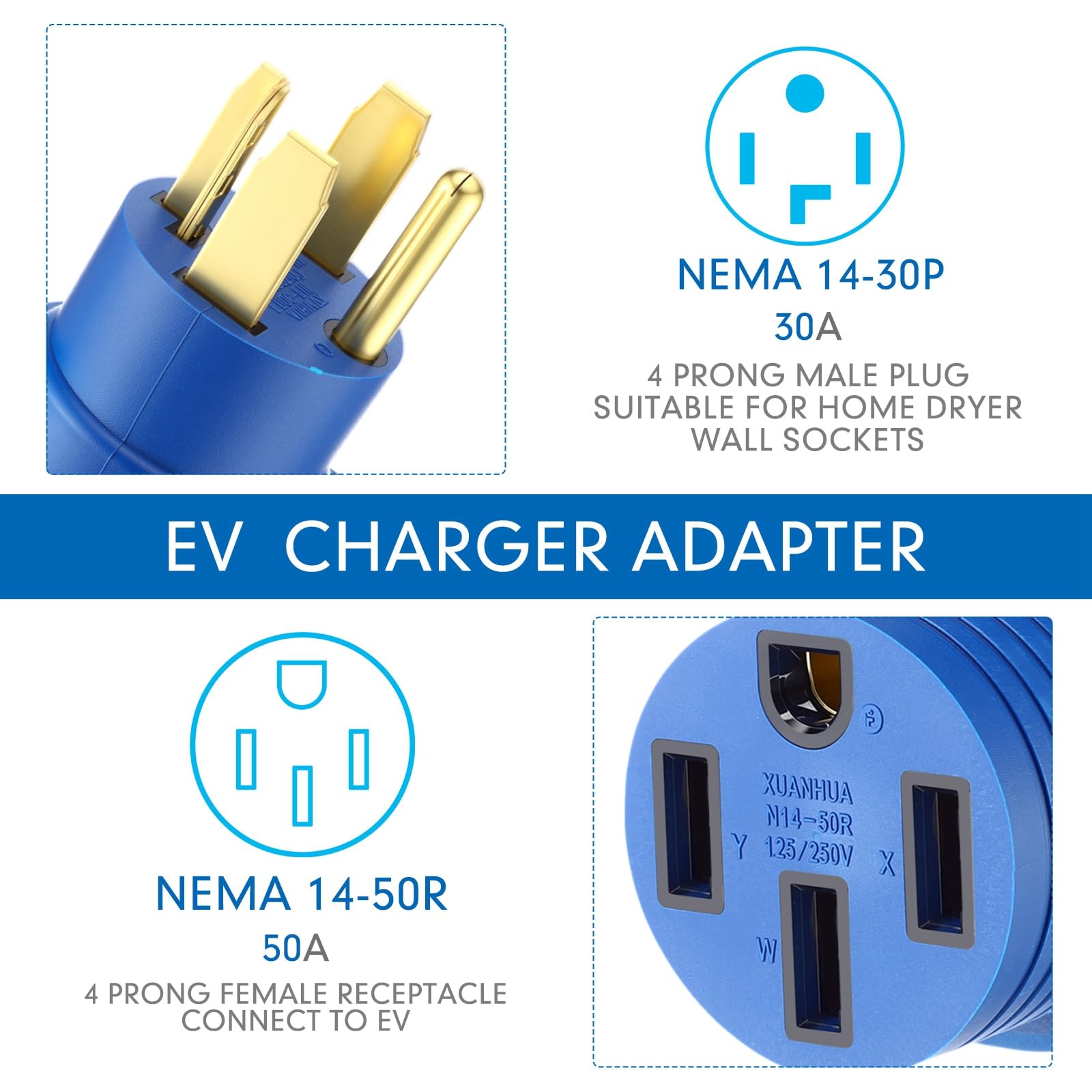 Kanayu Lötkolben-Adapterkabel – NEMA 14-30P Auf 6-50R, 30A Auf 50A, Für Generator & Schweißgeräte
