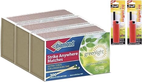 Amazon Com Strike Anywhere Kitchen Matches Lighters 3 Large Size Match Boxes 2 Lighters For Kitchen Camping Hiking Survival Indoor Outdoor Match Lighter Set By Autumn Green Shop Health Household