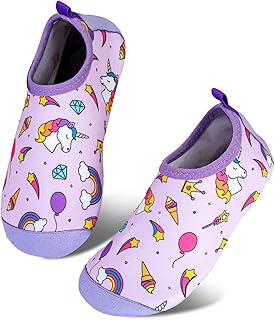 Toddler Kids Water Shoes Lightweight Non-Slip Aqua Socks Shoes for Beach Walking for Boys Girls Toddler(BT-S Unicorn Pink,18/19)