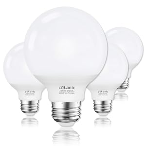 Cotanic G25 LED Globe Light Bulbs 5W Vanity Light Bulb 60W Equivalent Daylight 4000K Non-dimmable Makeup Mirror Lights