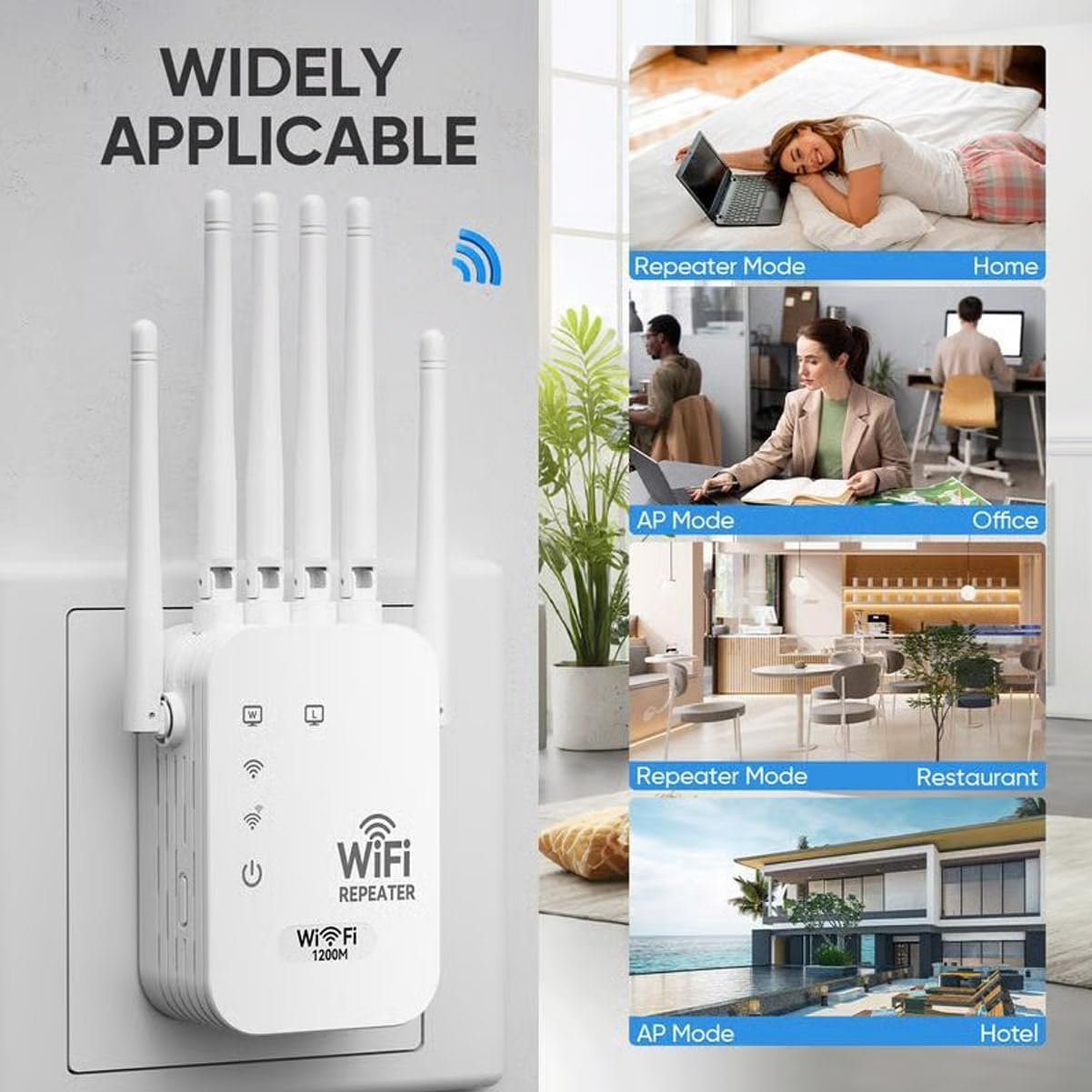 WiFi Extender 6-Antenna Strong Signal, Antenna Amplifier WiFi Booster and Signal Amplifier, Long Range WiFi Extender with Ethernet Port for Pc, Outdoor Coverage, Enhanced Network Range(300M,2pcs)
