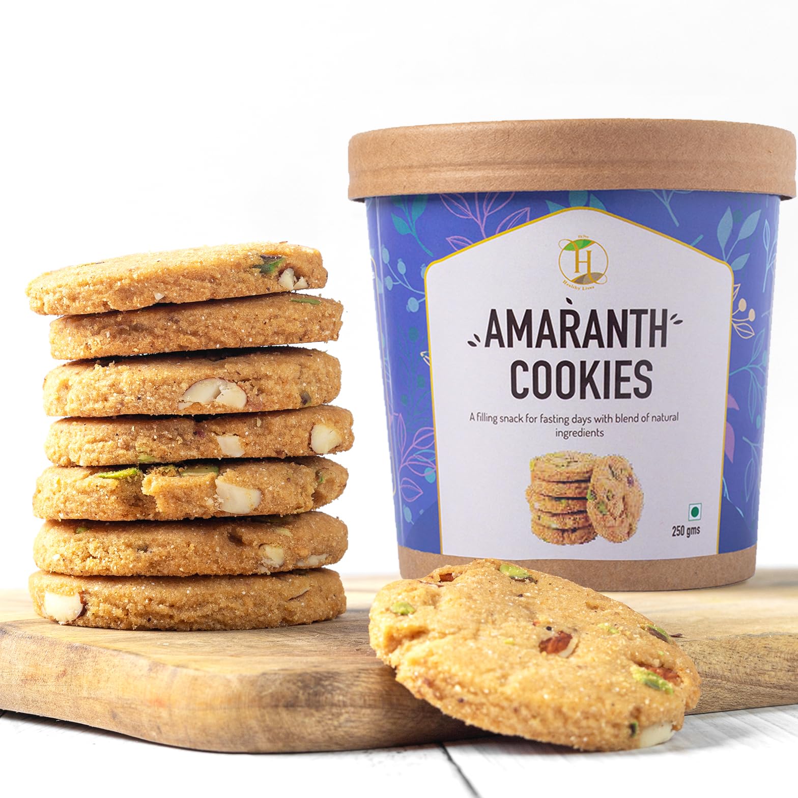 Healthy Lives® Amaranth Farali Biscuits Cookies for Fasting | Tasty, Healthy & Delicious Fast Cookies for Adults & Kids | Made with Jaggery, Butter Milk | No Added Sugar (250g, Pack of 1)