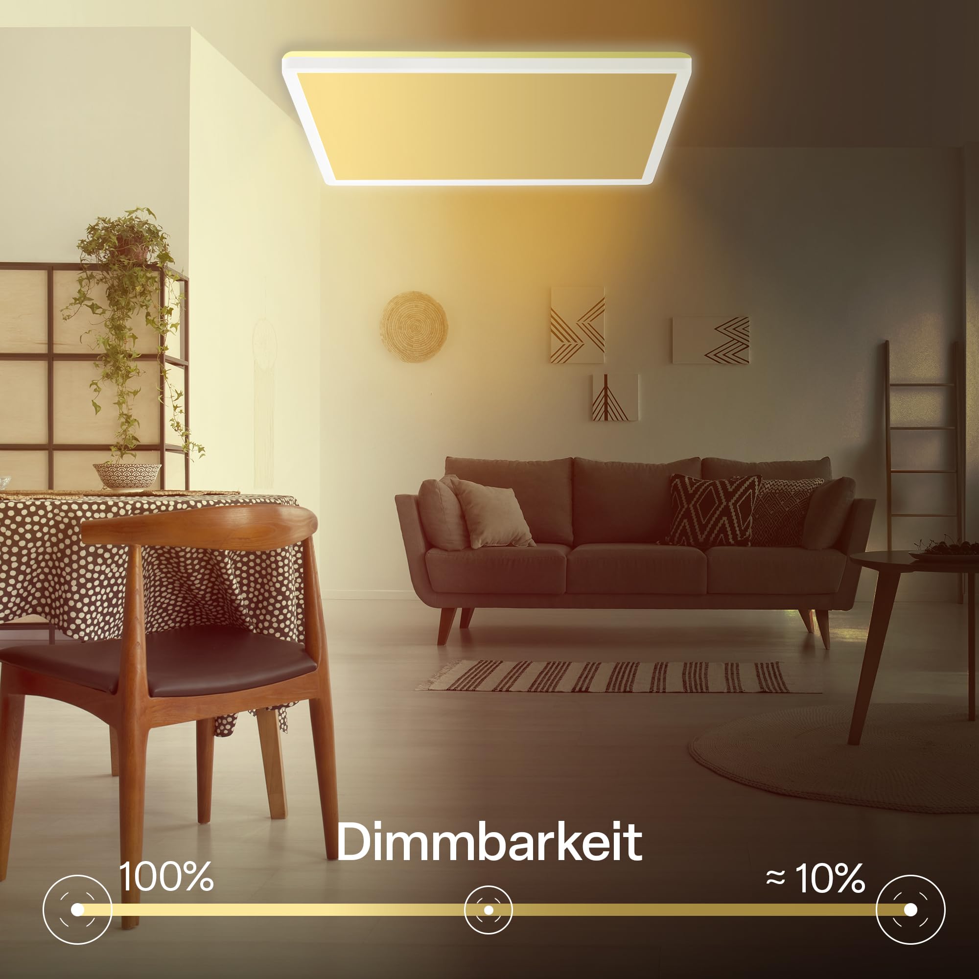 B.K.Licht - LED Deckenlampe, Flach, Dimmbar, Indirektes Licht, CCT warmweiß bis tageslichtweiß, IP44, Panel, Deckenleuchte, Kinderzimmer, Wohnzimmerlampe, Badezimmer Lampe, 42x42x3 cm, Weiß