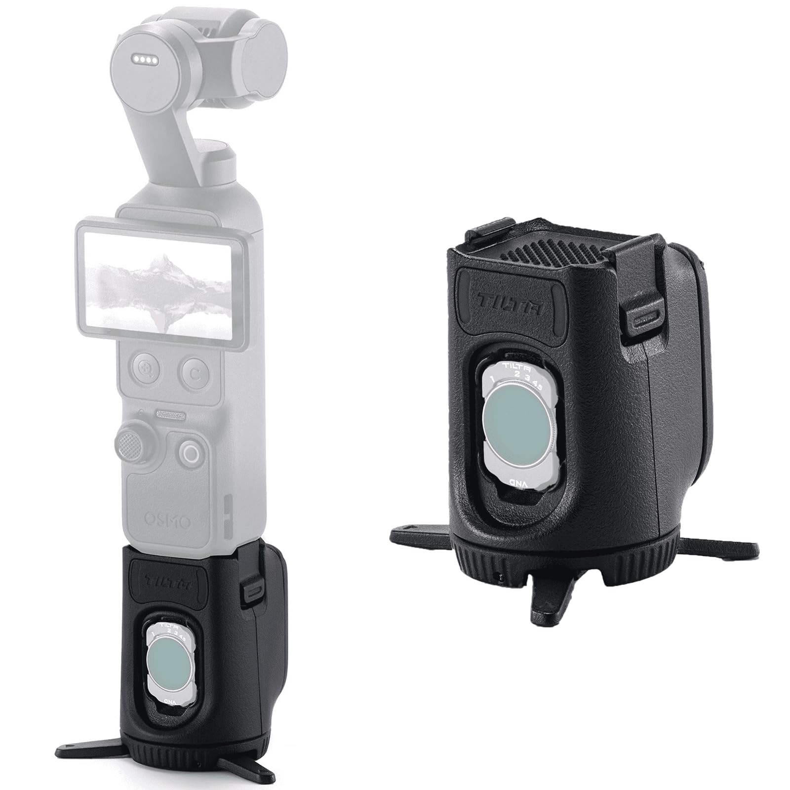 Tilta Base de Filtre Magnétique Compatible avec DJI Osmo Pocket 4, Support Rotatif Rangement Filtres avec Trépied, Plaque Arrière Magnétique Compatible MagSafe, Peut Contenir 3 Filtres TA-T65-FSE-B