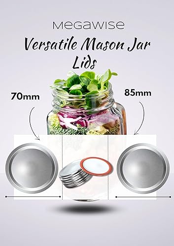 Miniatura 4 de MegaWise Tapas de conservas reutilizables de boca ancha para tarros Ball, Kerr  Tapas de metal tipo Mason para conservas  Material de grado