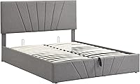 Vista 6 de Harper & Bright Designs Cama Queen con almacenamiento debajo de almacenamiento, cama de plataforma tapizada con almacenamiento elevable y cabecera