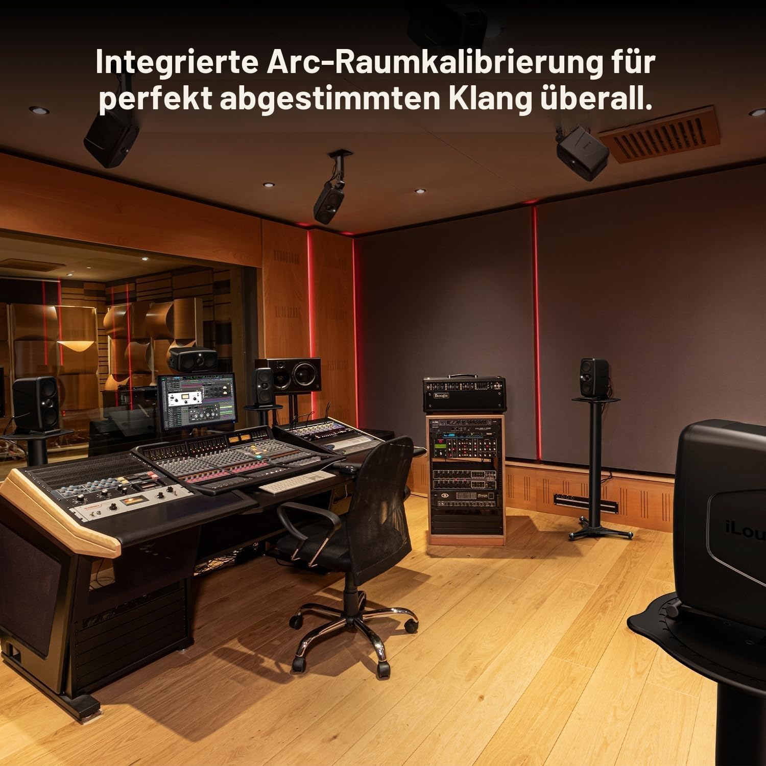 IK Multimedia iLoud MTM MKII - Pair of new generation compact hi-end studio monitors with built-in ARC room correction, speaker emulation, 100W power. Includes ARC calibration microphone. Black.