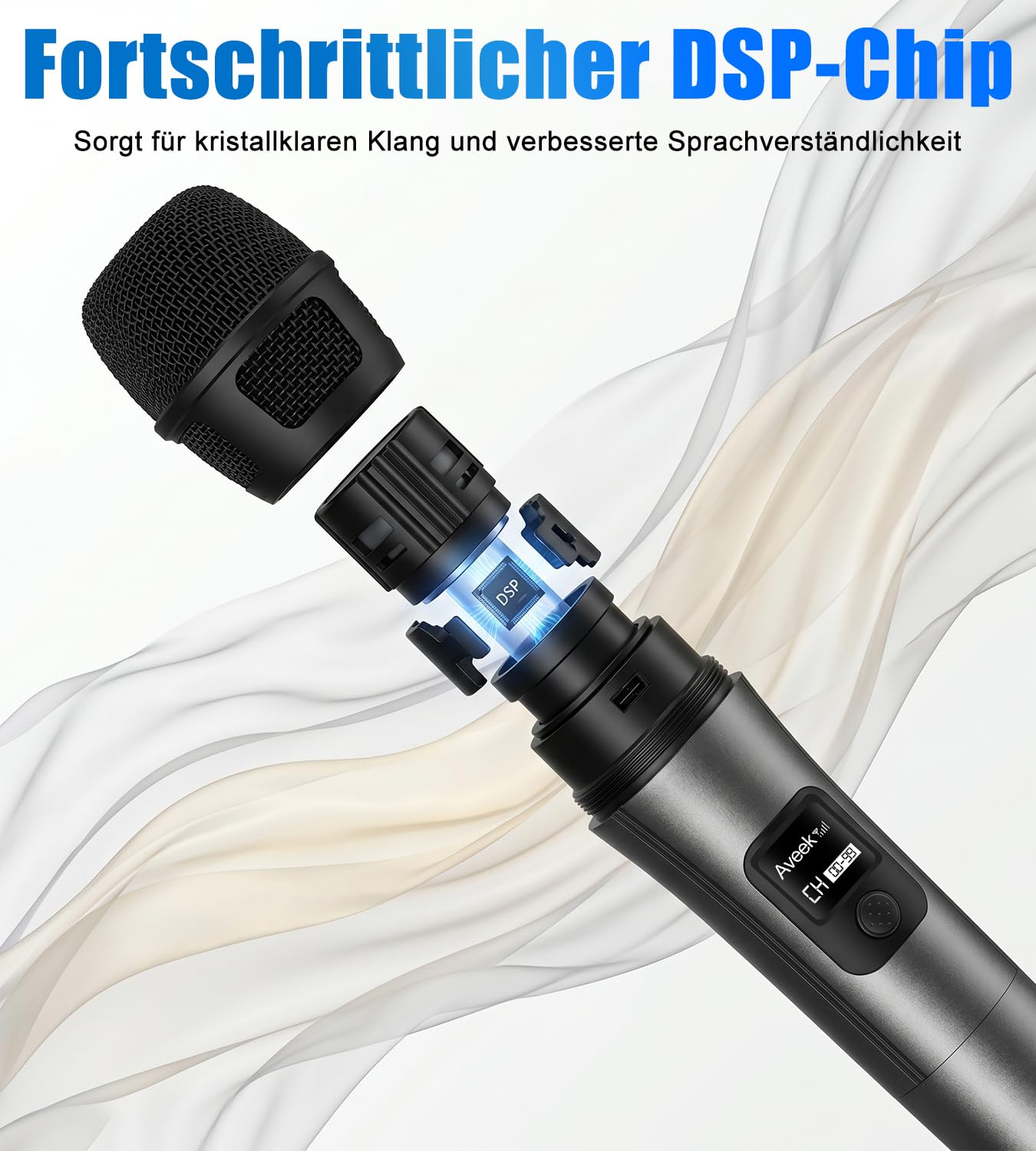 Aveek Kabelloses Karaoke-Mikrofon mit 80 m Reichweite & 40 Std. Akku – wiederaufladbar, klarer Klang, sofort einsatzbereit für Karaoke, Bühnenauftritte, Vorträge, Rot & Schwarz, 2er-Pack | Stabiles Funksignal, High-Fidelity-Klang, < 2 ms Latenz, faltbarer