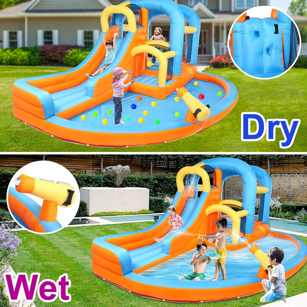 JOYMOR 5in1 Inflatable Water Slide Park, Water Bounce House w/Air