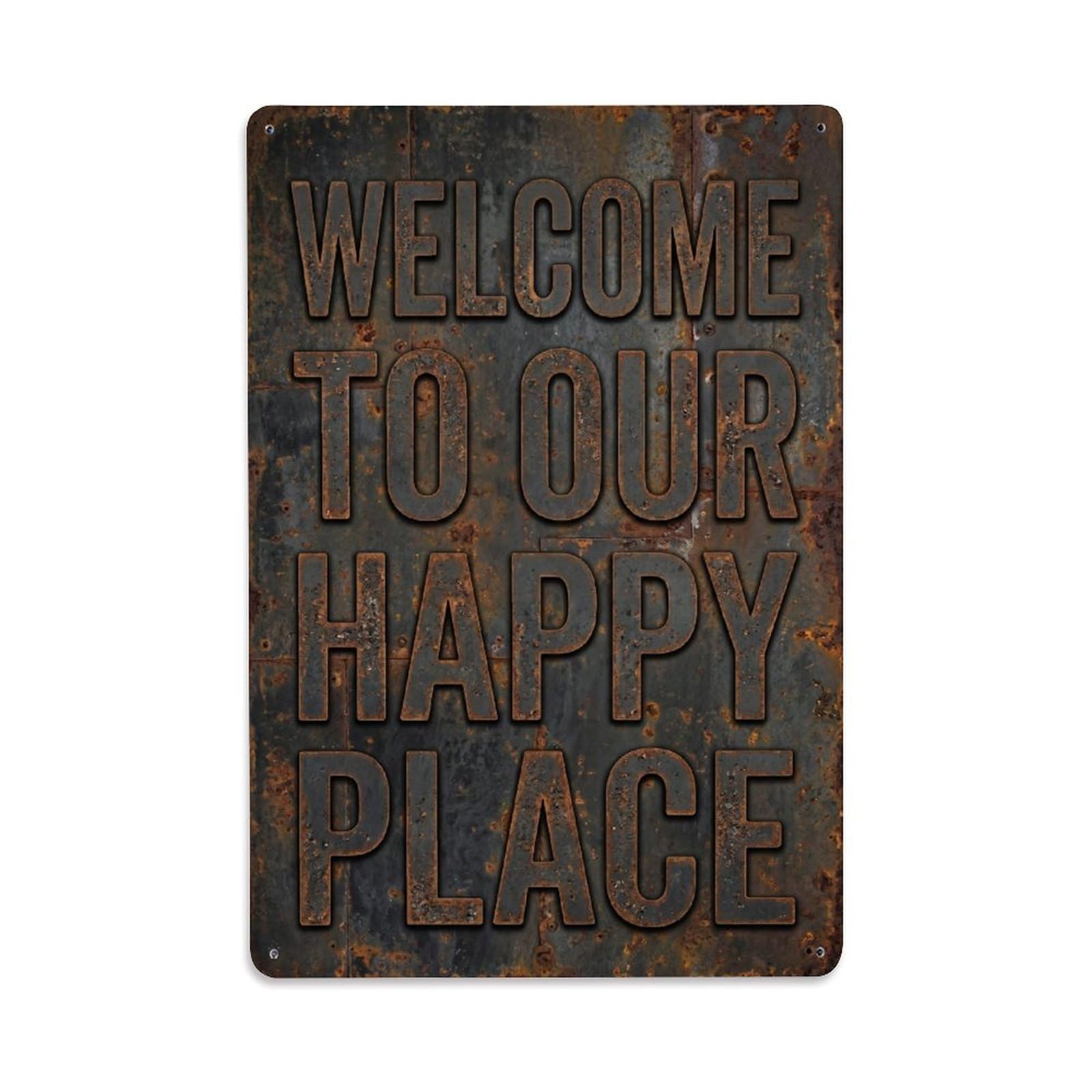 Welcome Industrial Entryway Typography Vintage Metal Tin Sign Plaque Wall Decor for Cafe, Club, Garden Metal Poster 8x12Inch