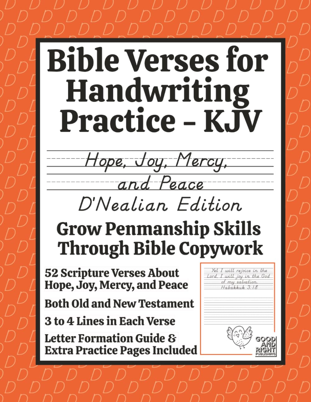 Bible Verses for Handwriting Practice - KJV: Hope, Joy, Mercy, and Peace D'Nealian Edition
