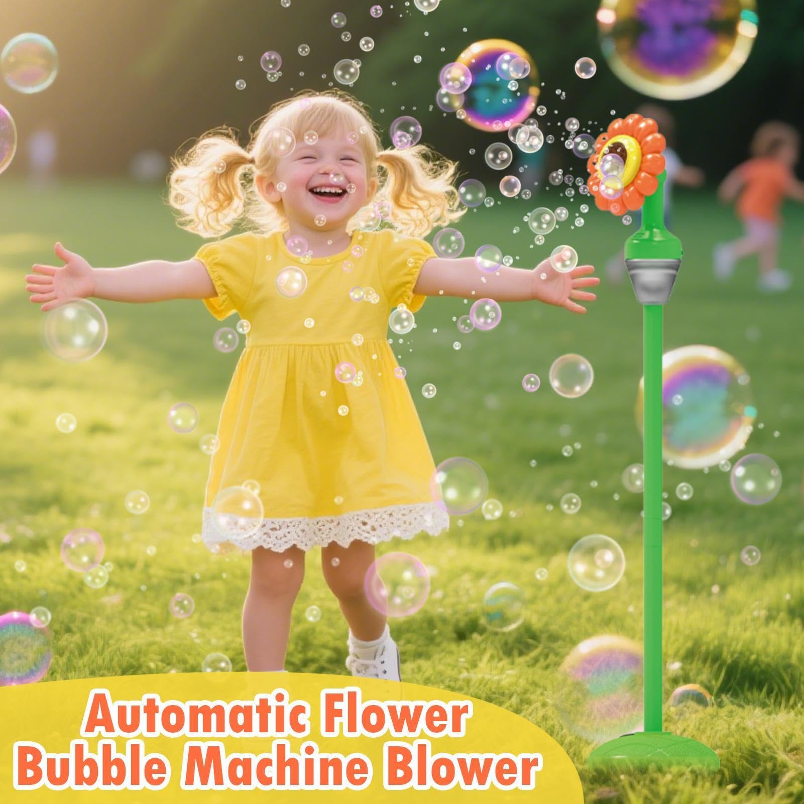 Sonnenblume Seifenblasenmaschine - Seifenblasenmaschine Für Kinder | Wiederaufladbarer Tanzender Sonnenblumen-Blase Maker | Seifenbläser Für Garten | Sonnenblumenförmige Unterhaltung Lieferungen Va