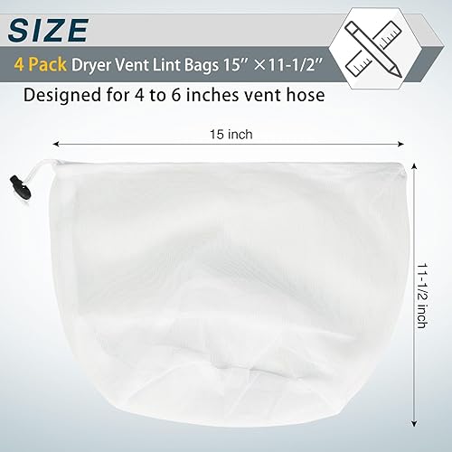 Miniatura 2 de Juego de 4 bolsas para atrapar pelusas para secadora y bolsa de filtro para atrapar pelusa y polvo, kit de limpieza de ventilación para secadora sin
