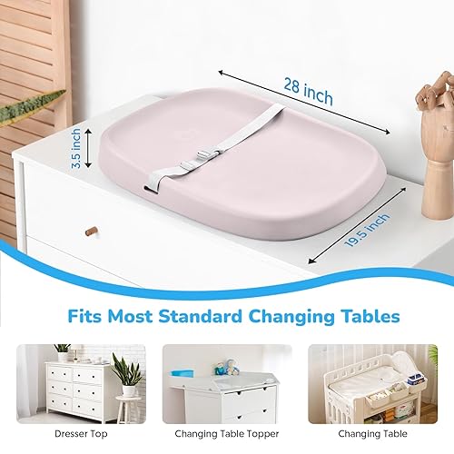 Miniatura 10 de Bellababy Cambiador de bebé, impermeable y antideslizante, suave, fácil de limpiar, ligero, portátil, poliuretano (PU), 27.6 * 19.2 * 2.9, gris