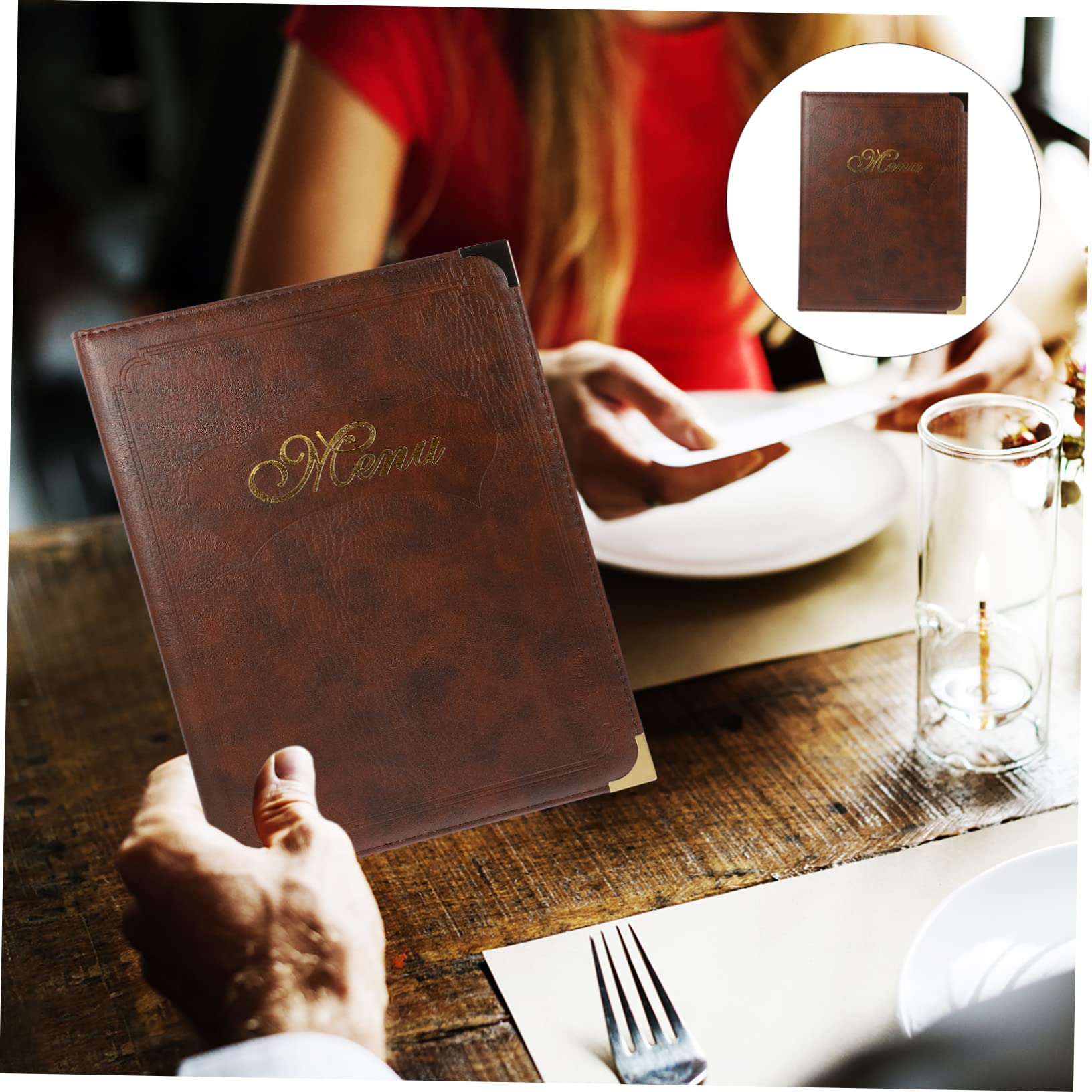 Portamenús para Mostrar Menús y Pedidos de Cuero A4 Tacto Cómodo para Restaurante y Diseño Simple, Carpeta Creativa para Hotel y Bar