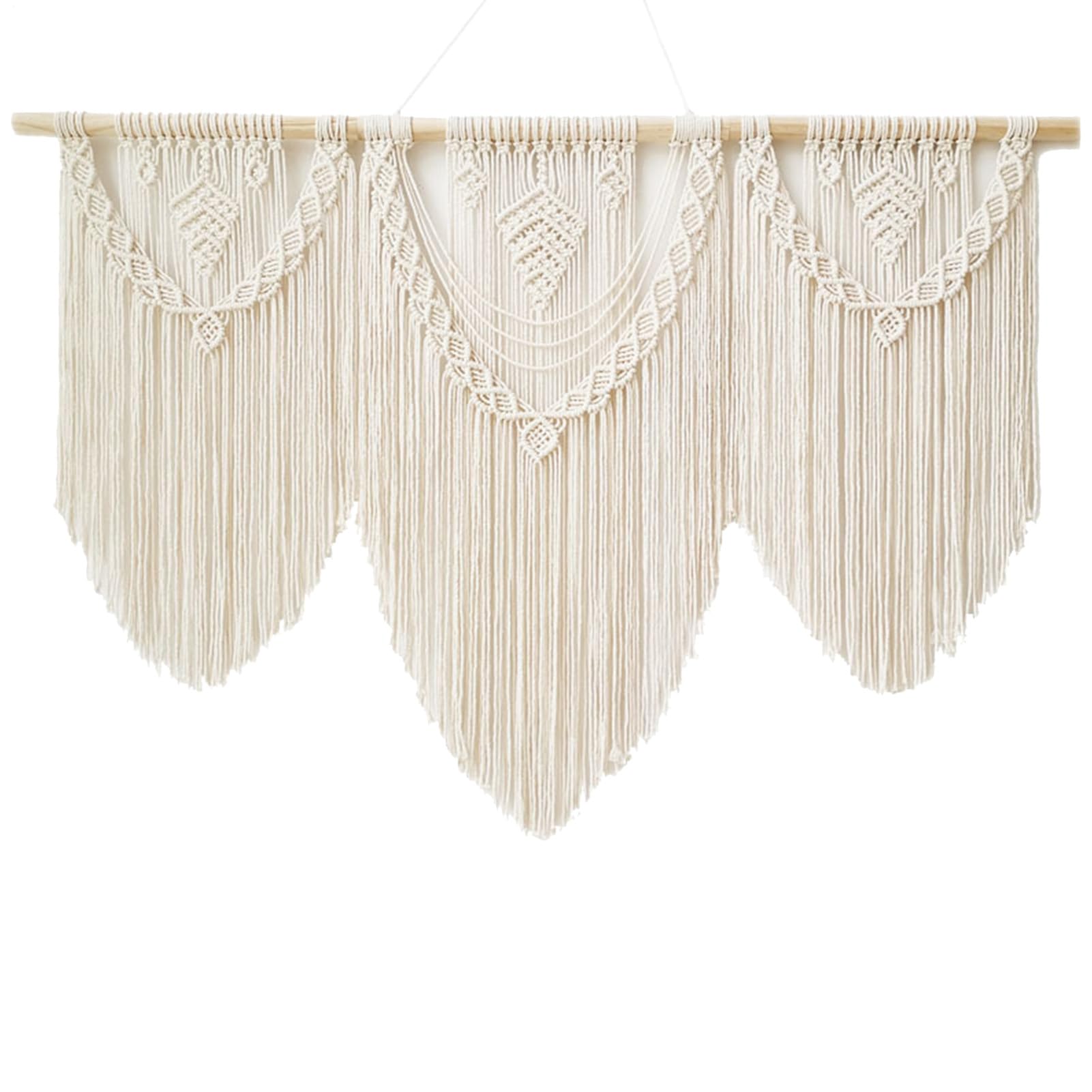 Großer Wandbehang mit Fransen - Boho-Makramee-Wanddekoration, handgewebter