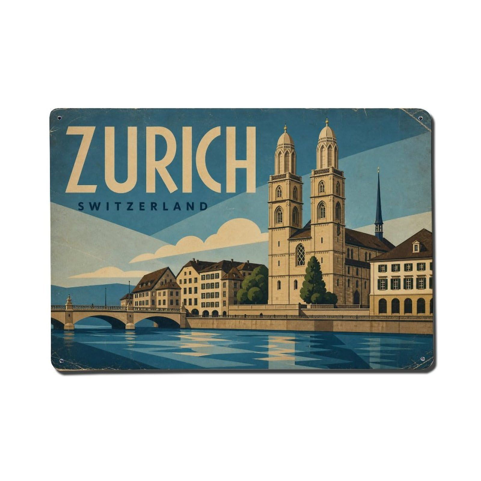 Travel Retro Switzerland Zurich Metal Tin Sign