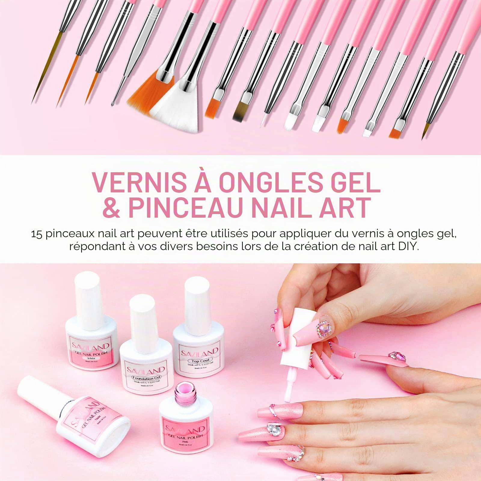 SAVILAND Kit Ongle Gel UV Complet Avec Ponceuse Pour Poudre Acrylique Liquide Avec Lampe UV pour Ongles en Gel Vernis à Kit de Nail Art Pour Salon à Domicile cadeaux pour femmes
