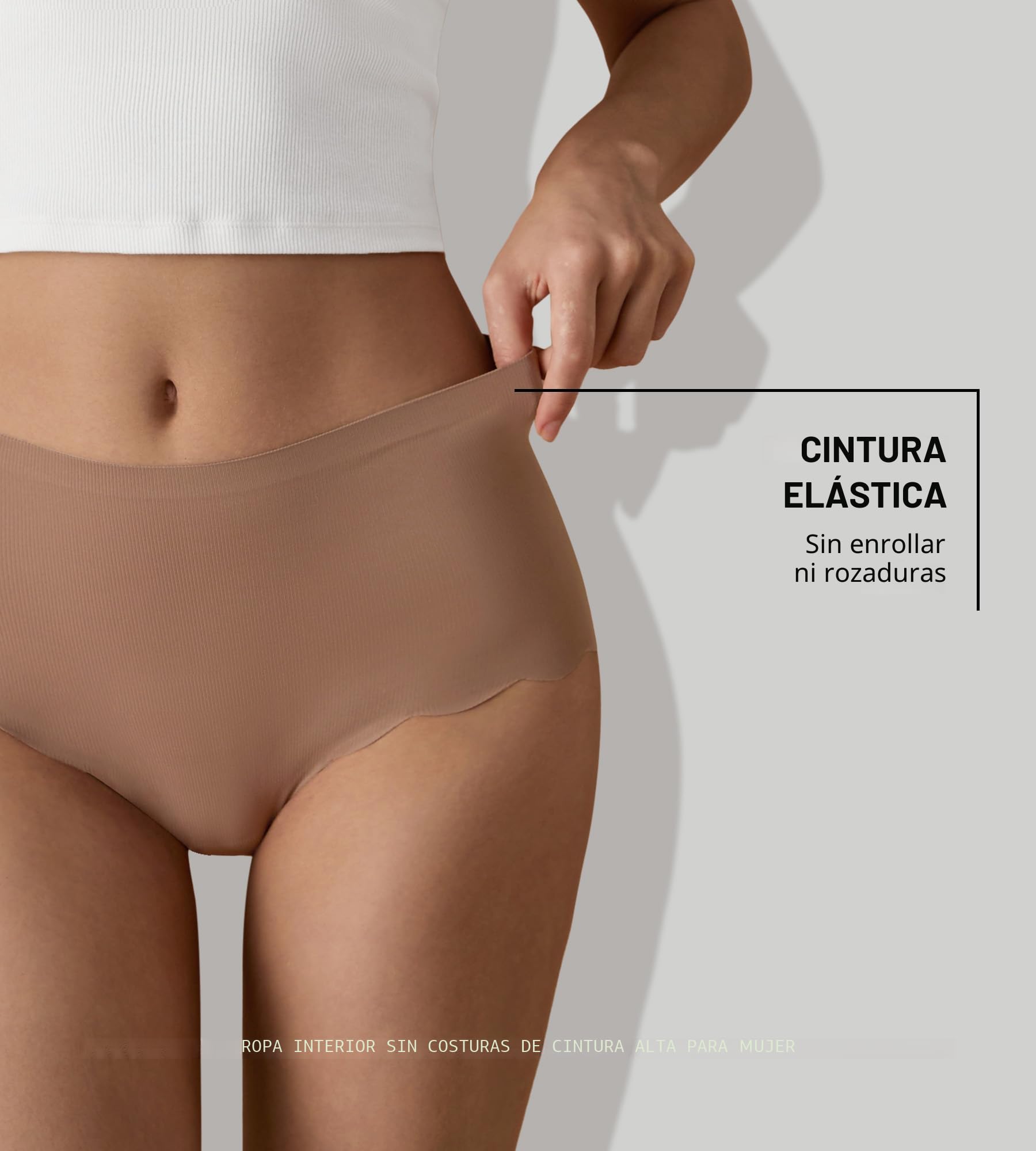 SHARICCA Bragas sin Costuras Mujer - Culotte Cintura Alta Cómodas y Suaves Braguitas Invisibles Elástico Colores Lisos XS-5XL